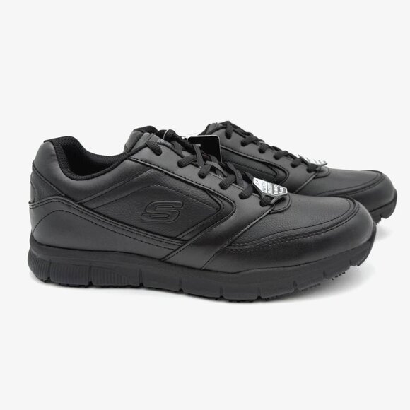 NEW Skechers Men's Slip Resistant Memory Foam Lace Up Work Shoes 77156 Black - Picture 3 of 12